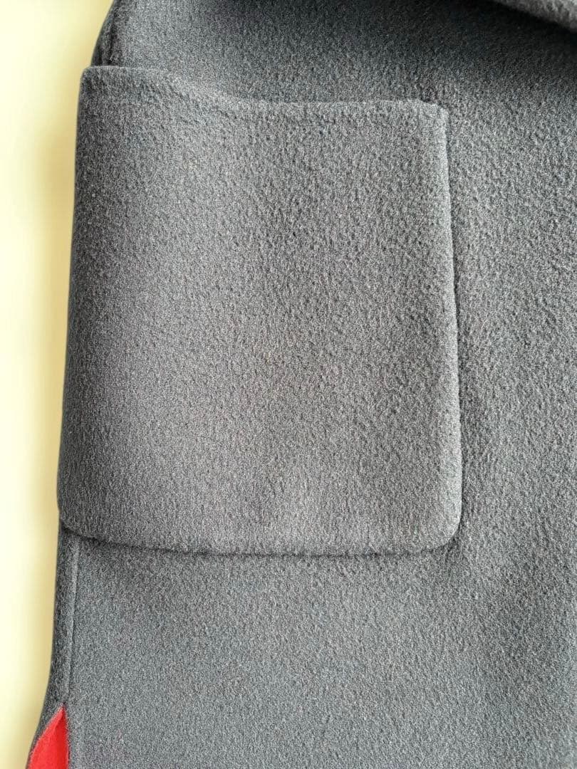 デミルクスBEAMSネイビー×レッド ウールリバーシブルロングコート 36