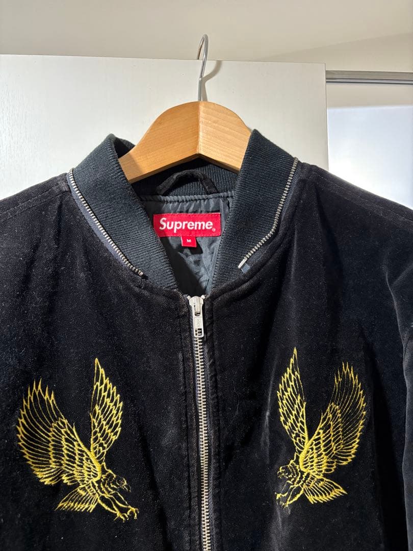Supreme ベルベット ボンバージャケット 黒