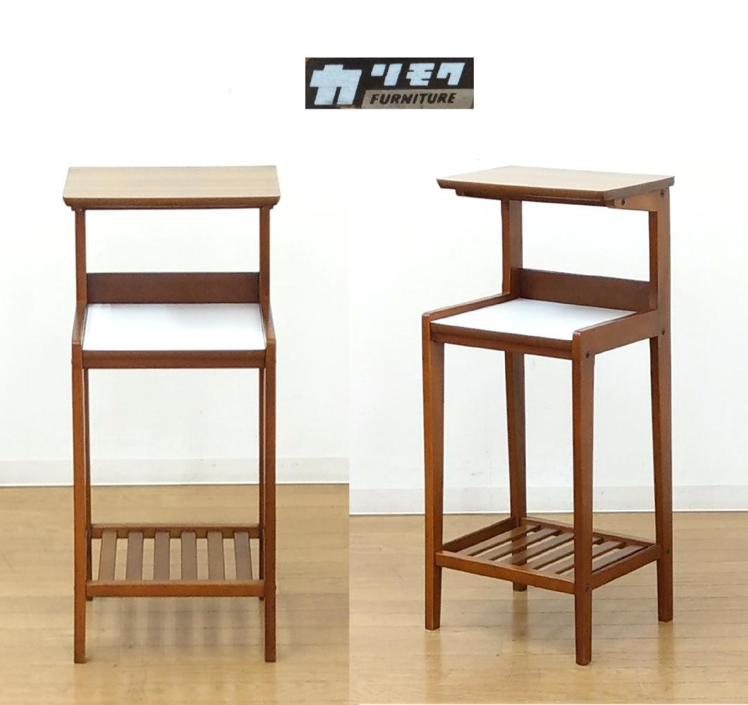 カリモク デコラトップ 木製 ライトブラウン テーパードレッグ 花台 飾り台