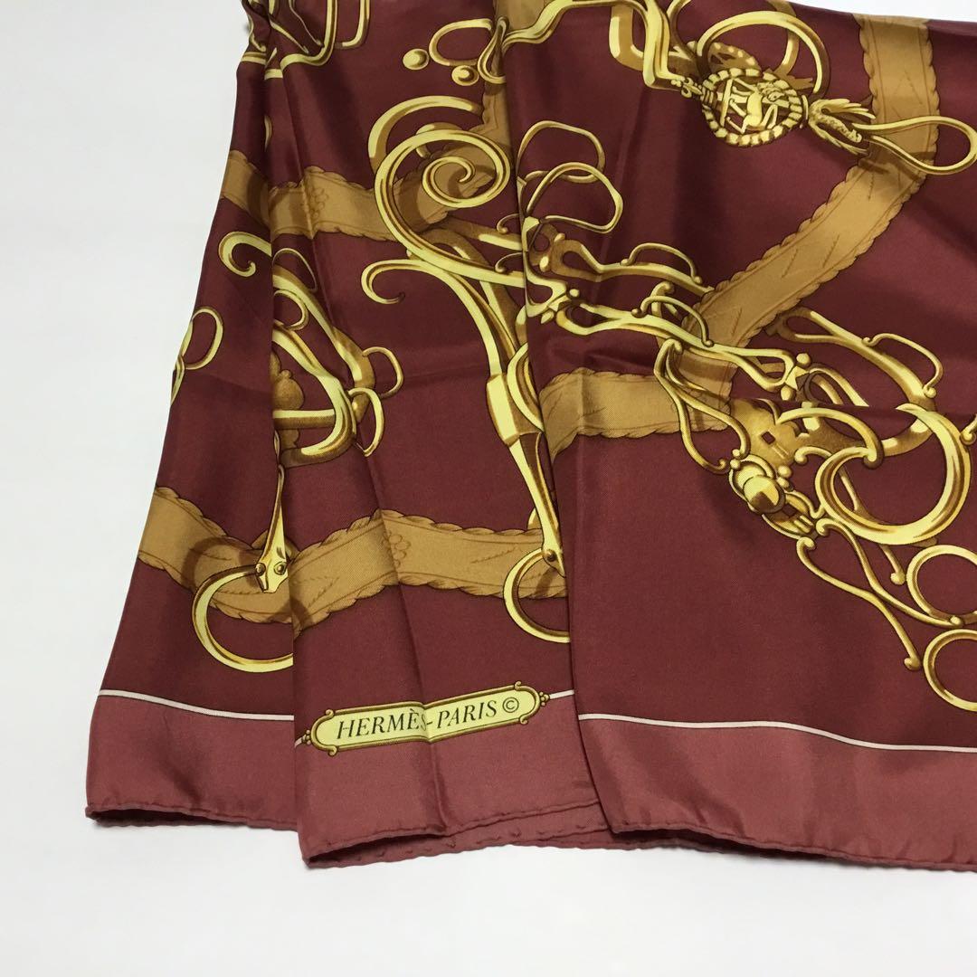 HERMES シルクスカーフ 大判スカーフ　バーガンディ