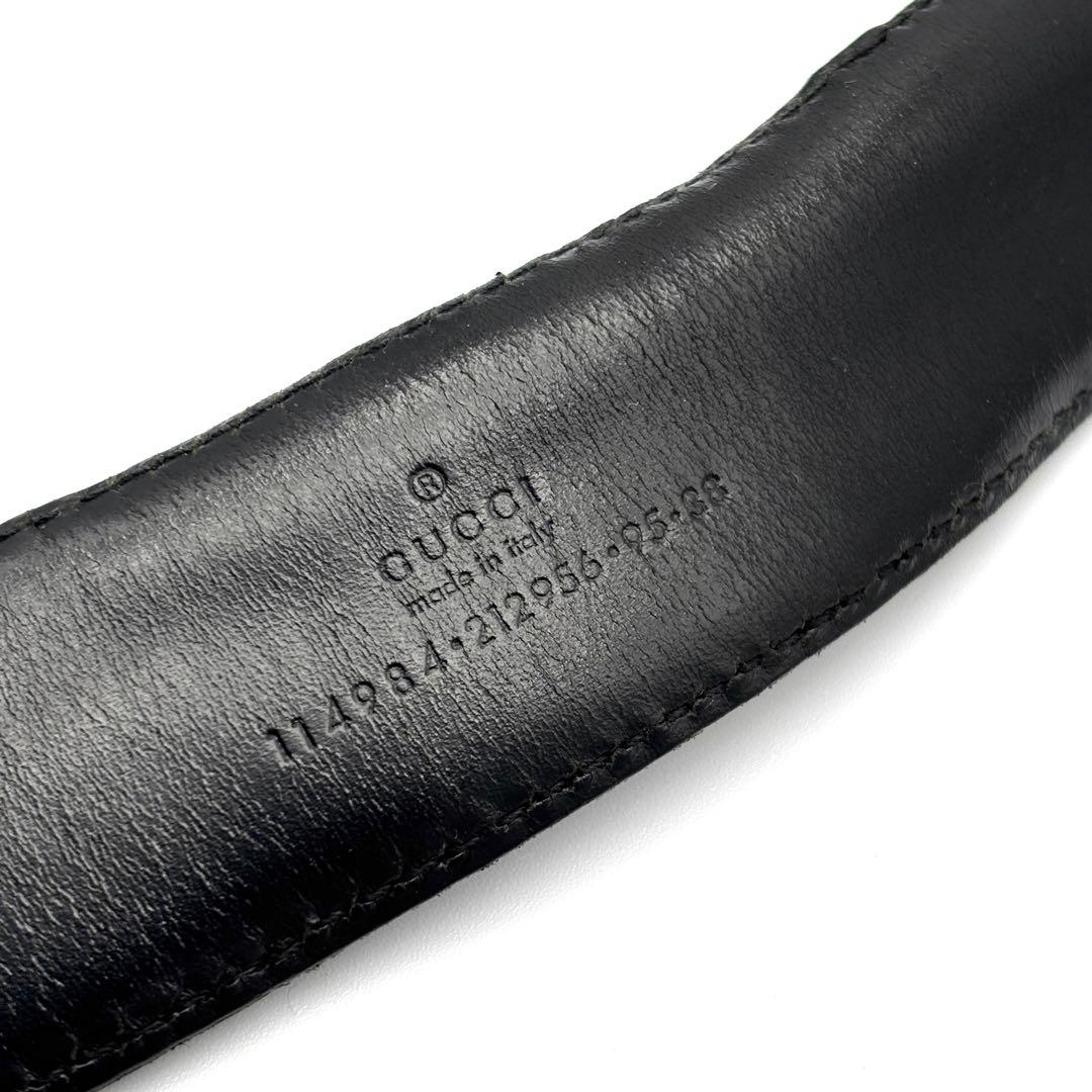 正規品 グッチ ベルト インターロッキング バックル シマレザー GG ブラック