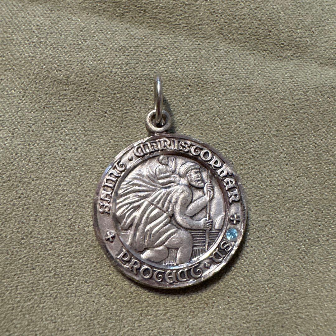 CREED製 シルバー 旅の守り神 聖クリストファー ペンダントスワロフスキー