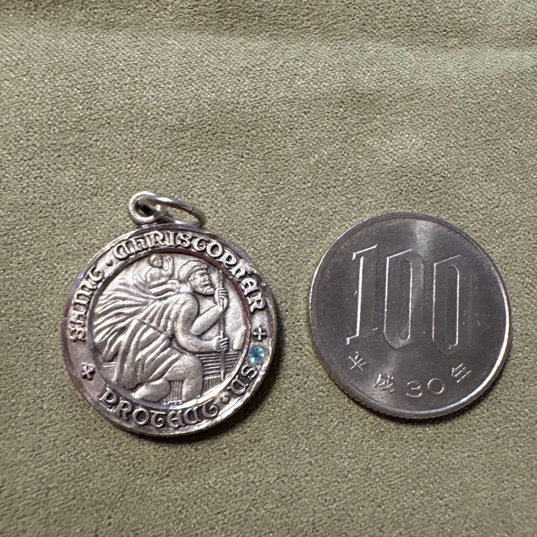 CREED製 シルバー 旅の守り神 聖クリストファー ペンダントスワロフスキー