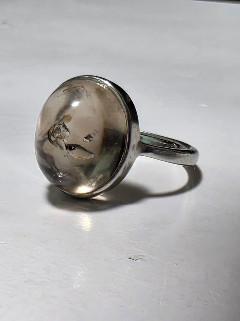 不老不死のお守り　水入り　スモーキークォーツ　　Silver925　リング
