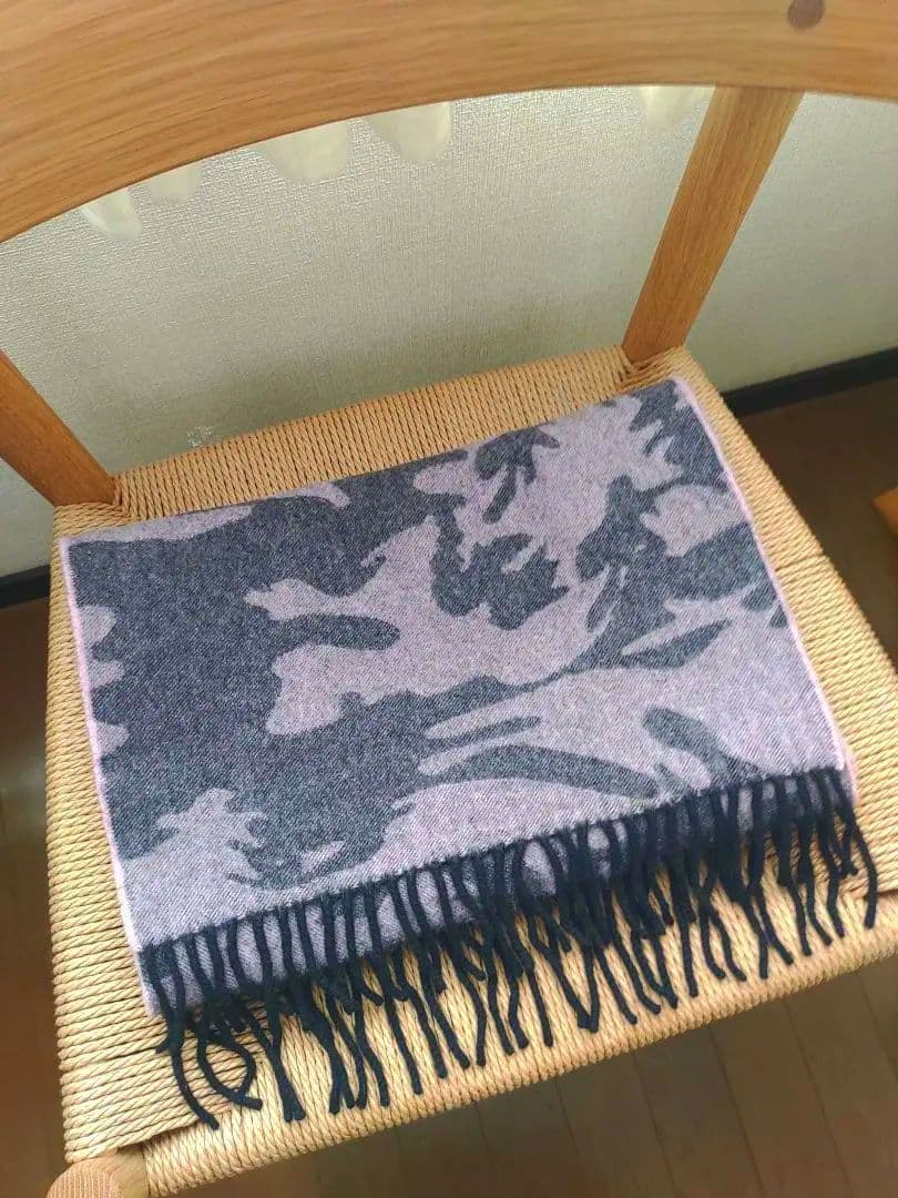 【訳あり】ルシアンペラフィネ　迷彩柄　カシミア　ストール　 グレー×ピンク