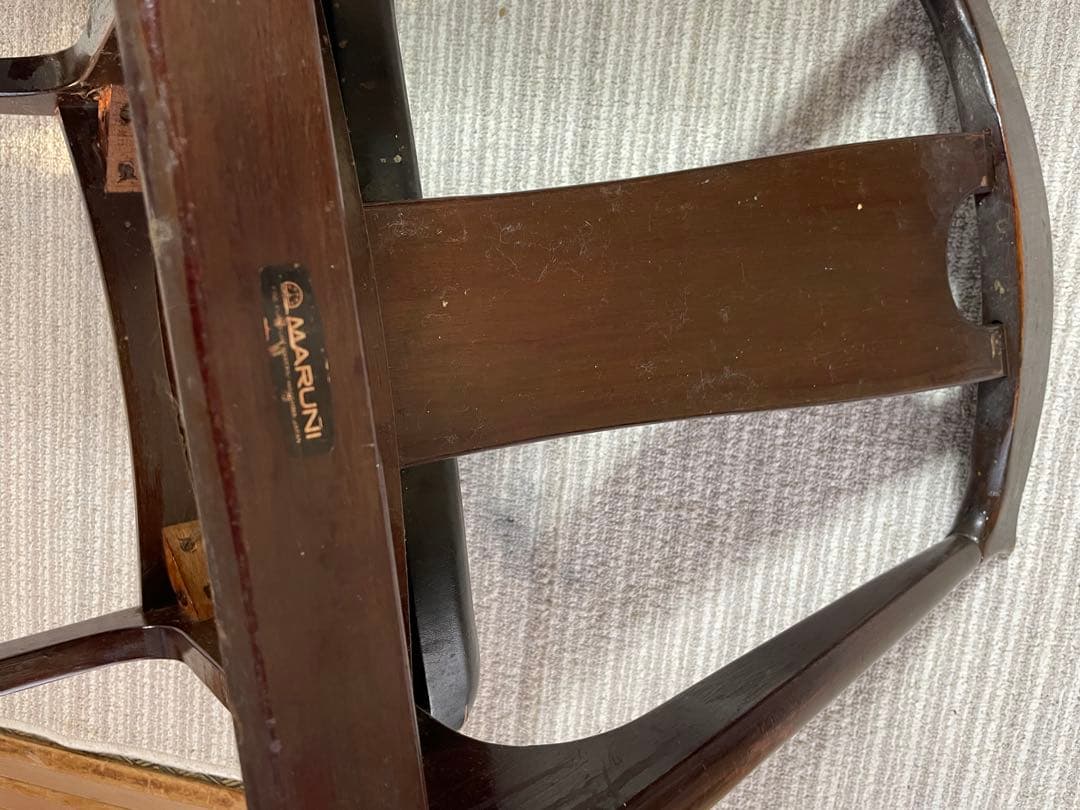 マルニ木工　昭和レトロ　ダークブラウン木製ダイニングテーブルと椅子　アンティーク