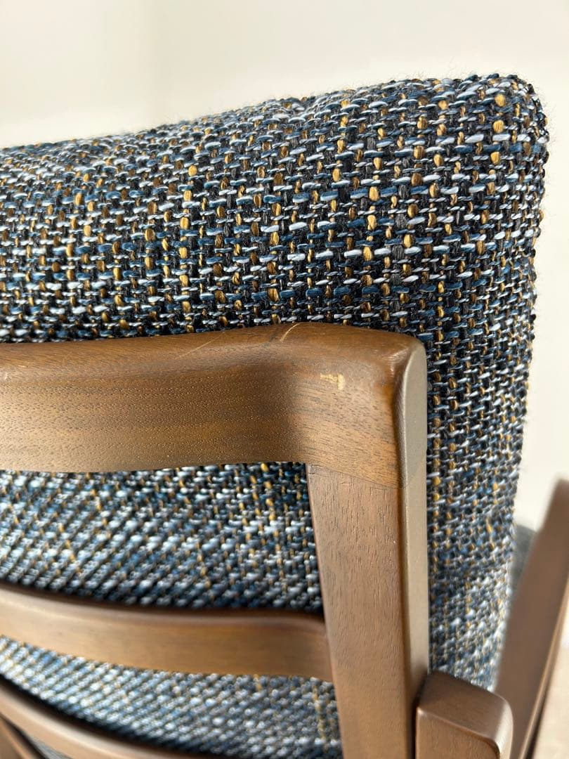 送料込み⭐︎FujiFURNITURE【アームチェア ネイビー、ダークグレー系】