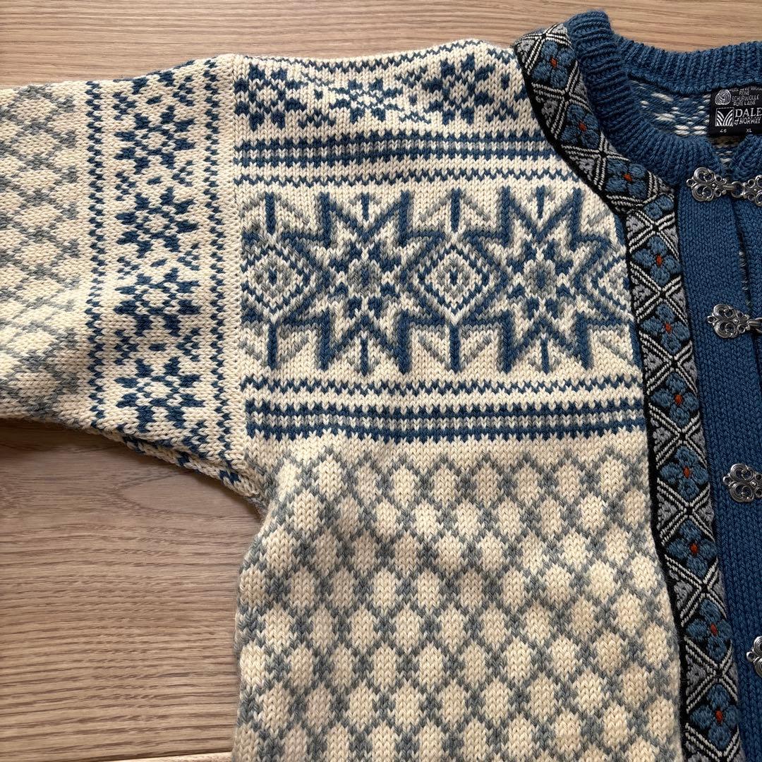 DALE of NORWAY カーディガン ブルー ノルディック柄セーター 46