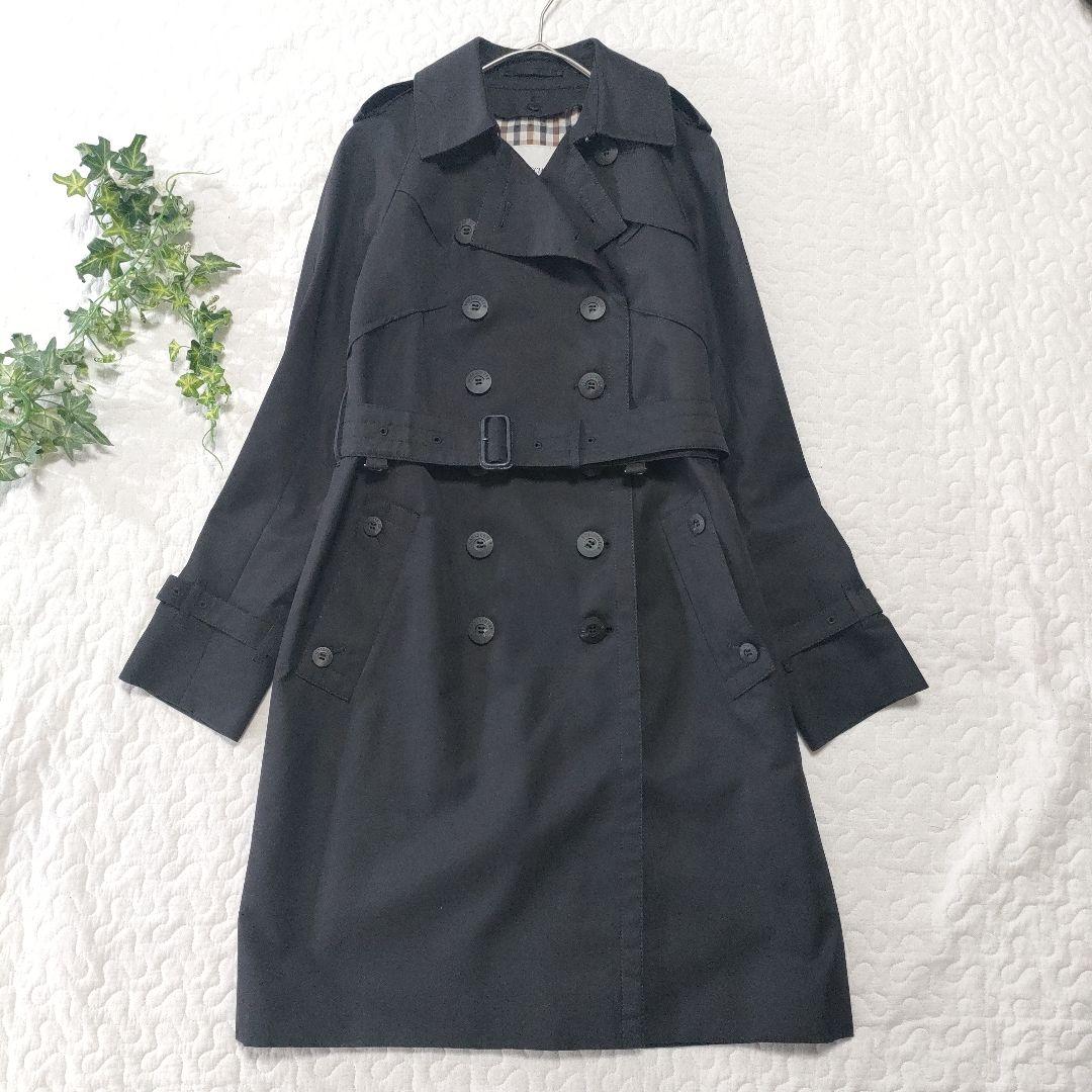 美品✨アクアスキュータム　ウールライナー付きトレンチコート　黒　サイズ4