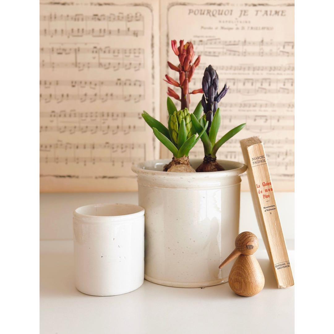 クレイユ・モントロー 白釉 コンフィチュールポット フランス アンティーク 特大