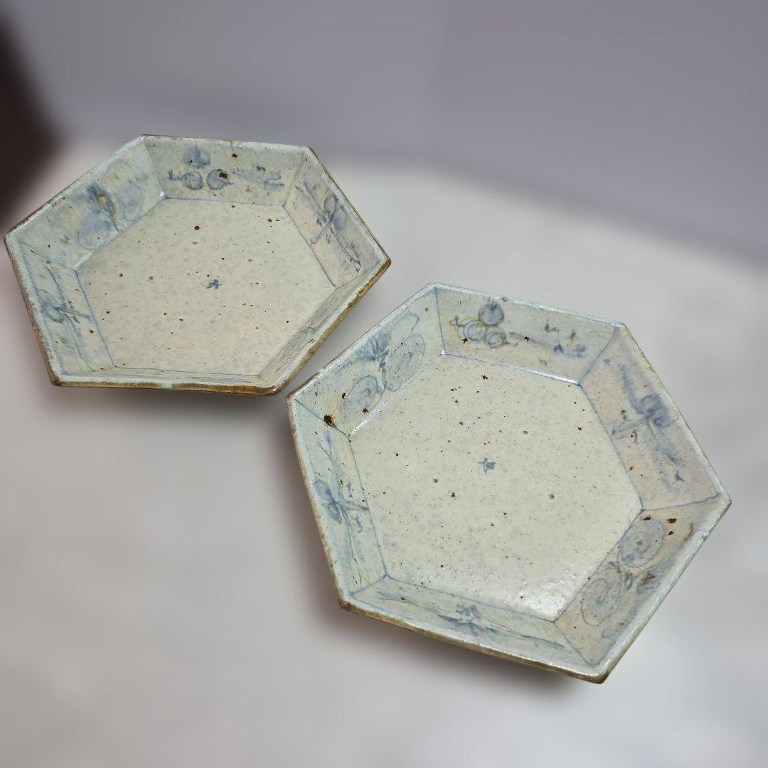 市野吉記　八角皿　2枚