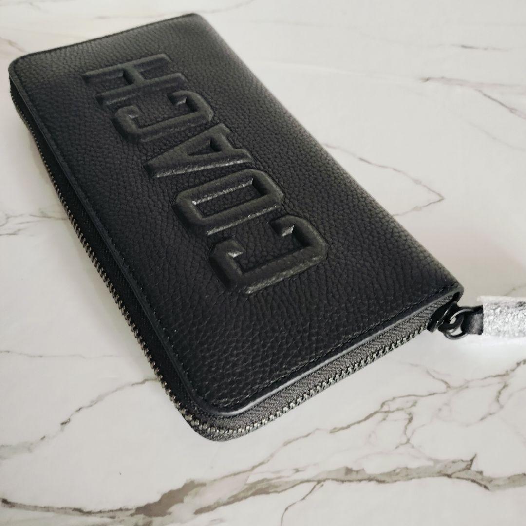 未使用品☆COACH コーチ☆ ラウンドファスナー長財布 ブラック レザー