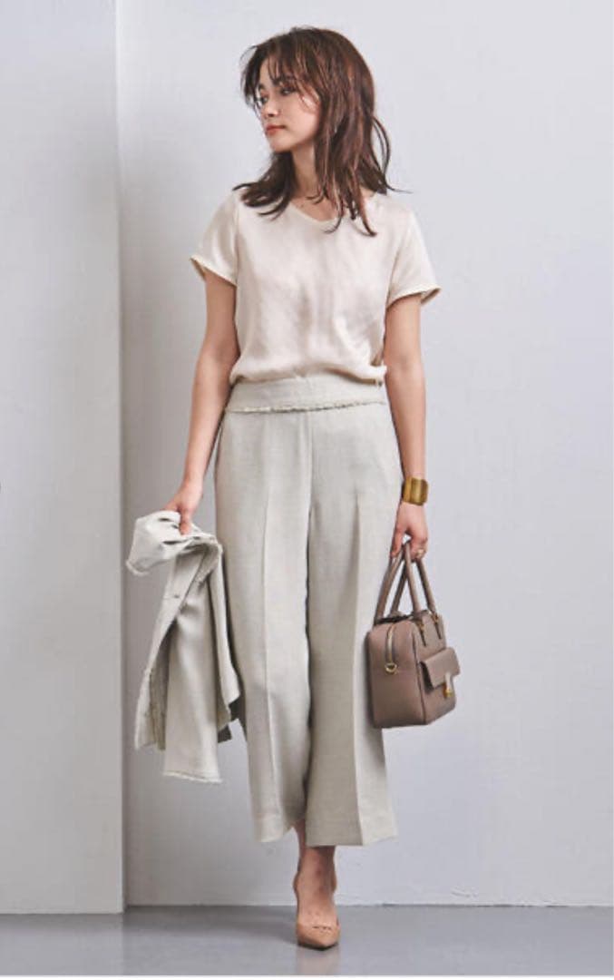 [極美品]ユナイテッドアローズ　フリンジ　ノーカラーパンツセットアップ　40 L