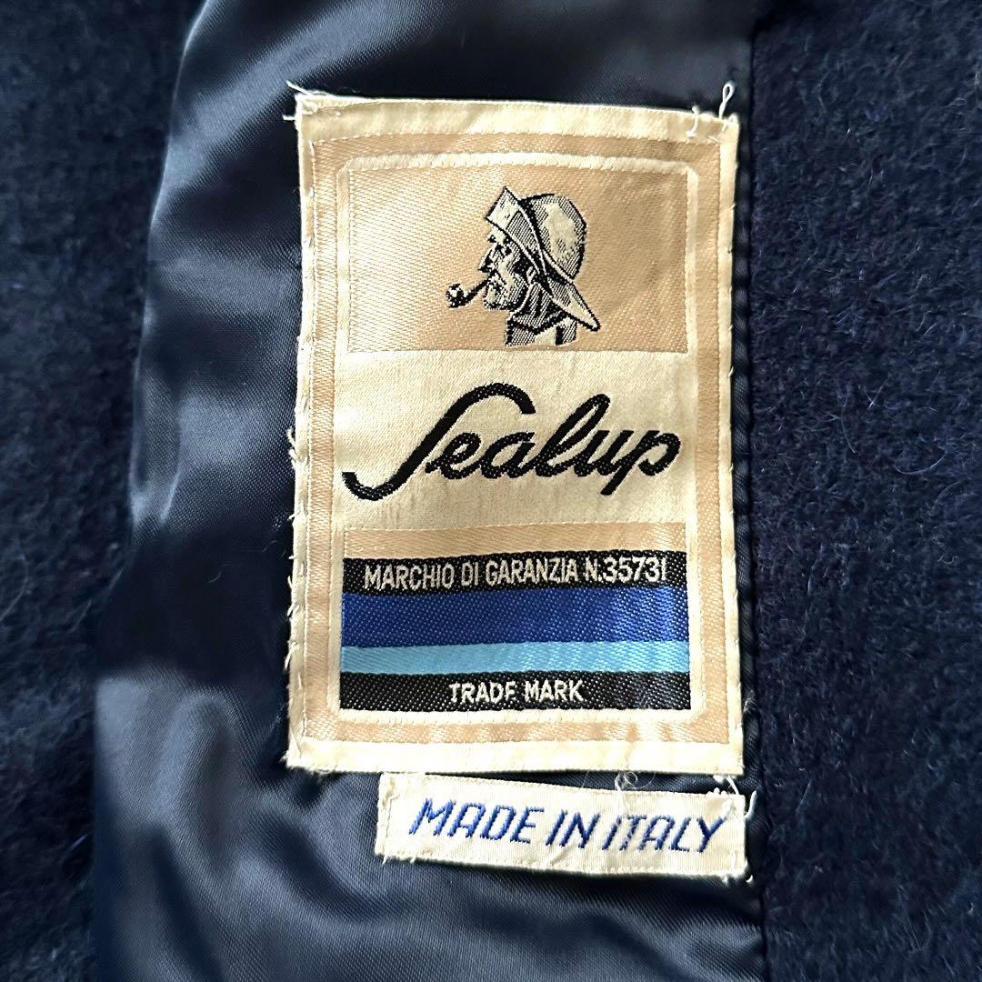 Sealup ウール ステンカラーコート ネイビー イタリア製 サイズL XL