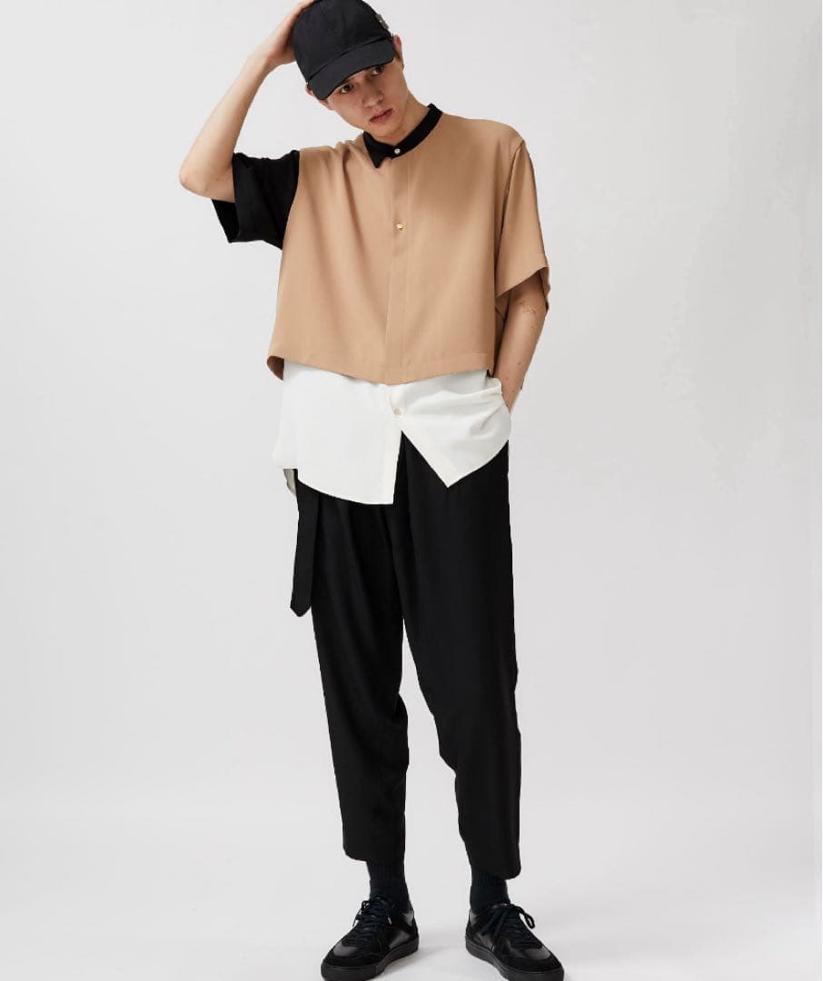【CULLNI】LAYERED ASYMMETRY S/S SH ベージュ S