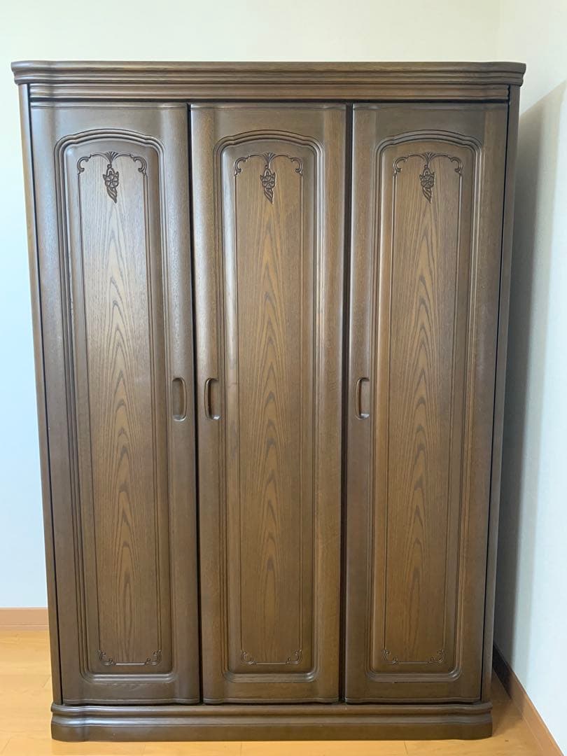 洋服タンス 洋タンス ワードローブ クローゼット 衣類収納 3枚扉 天然木