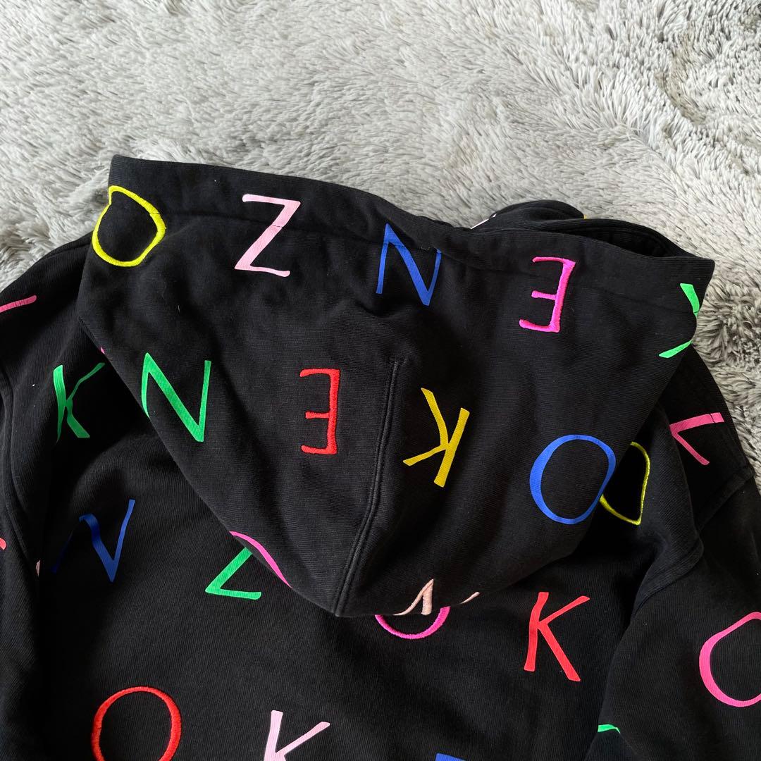 極美品✨KENZO ケンゾー　フーディー　パーカー　刺繍　ロゴ総柄　マルチカラー
