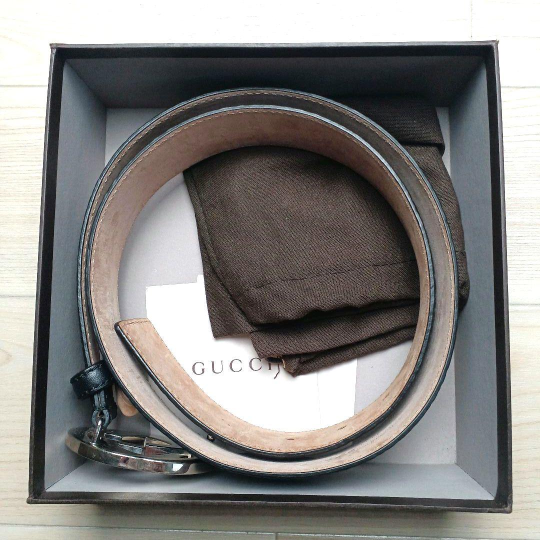 GUCCIベルト インターロッキング ブラック シルバー グッチシマ ほぼ未使用