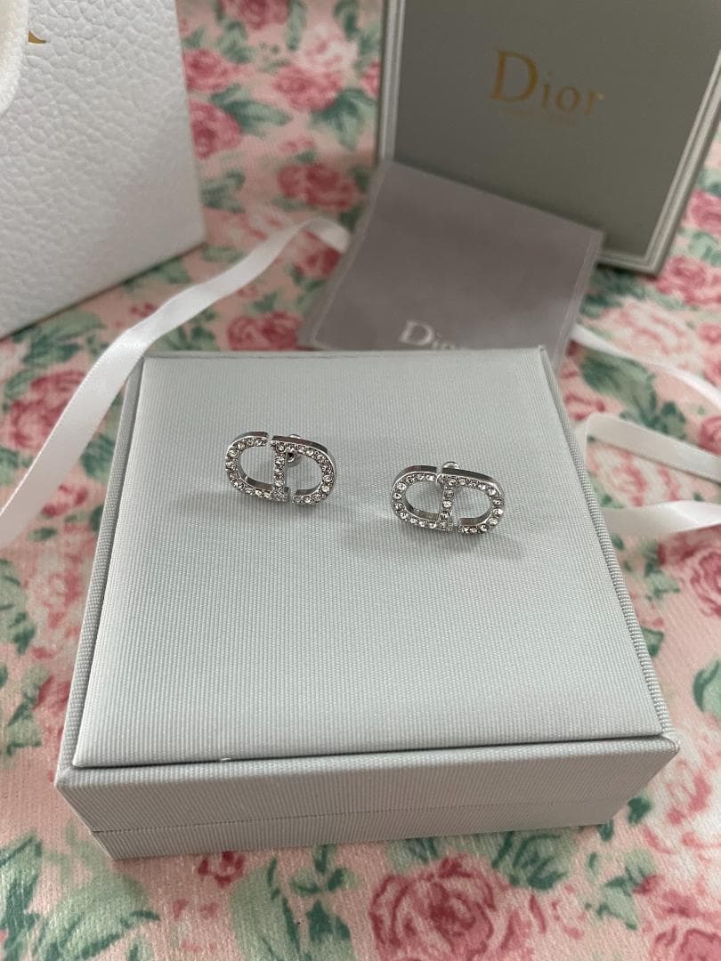 シルバー/美品 ディオール ピアス DIOR クリスタル