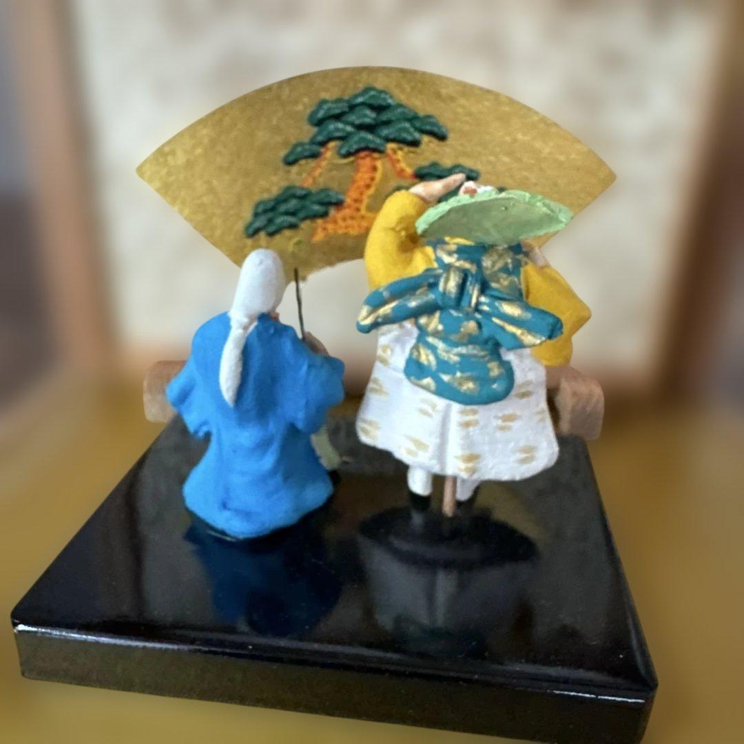 浅草　助六　伝統的日本ミニチュアフィギュア 2体 翁　夫婦　ケース付き