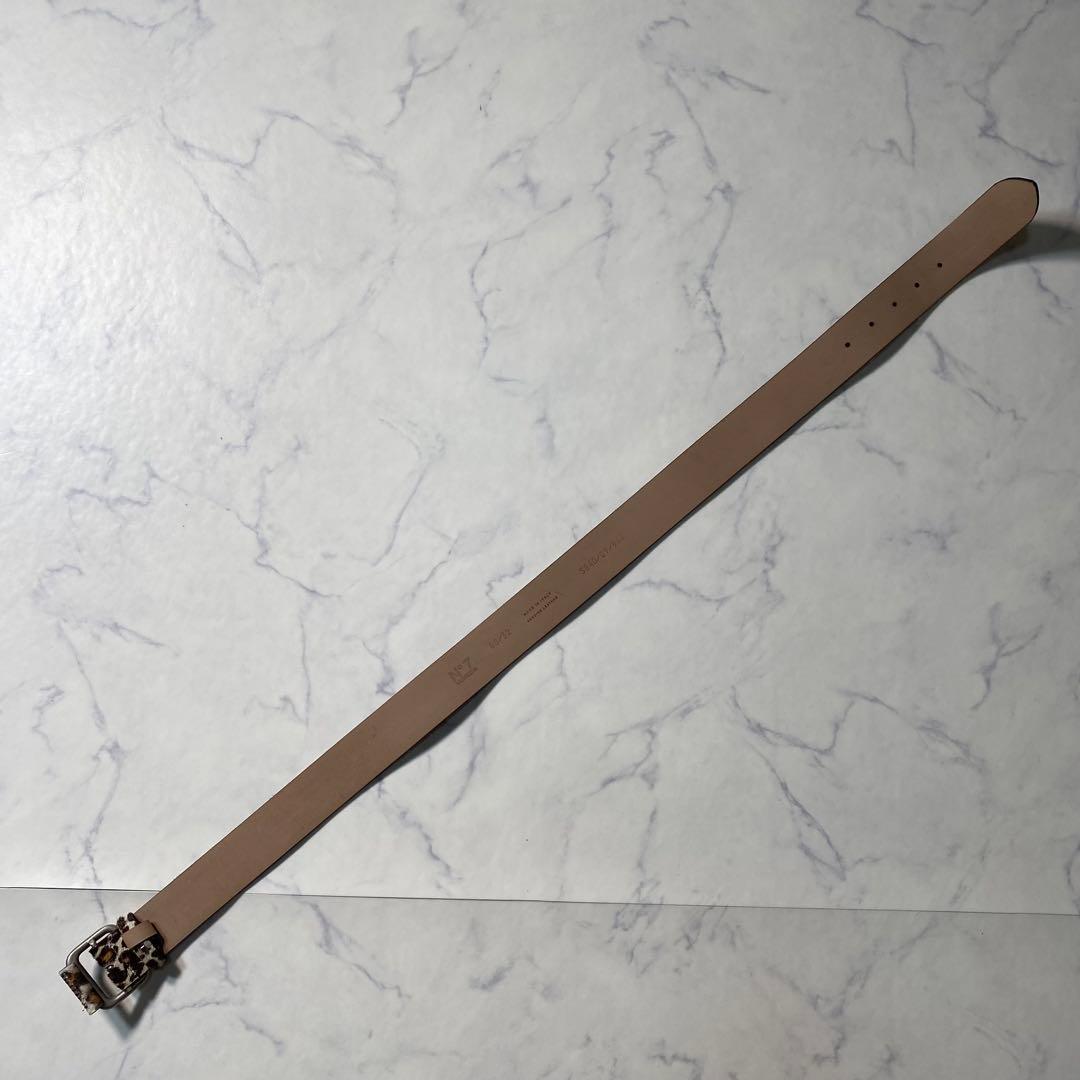 【美品】ベルト　レオパード　ハラコ　イタリア製　OEM系ブランド　80/32　革