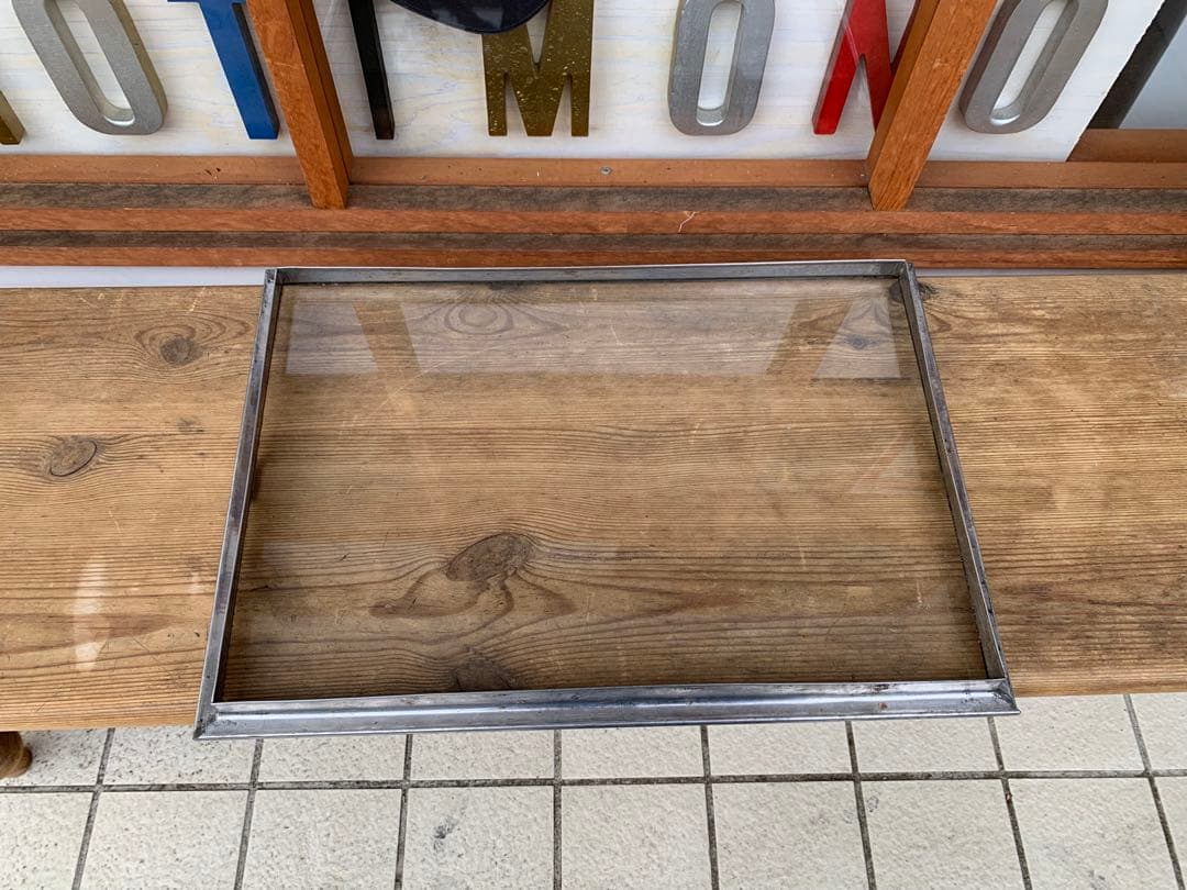 G0413★駄菓子屋ケース　ブリキガラスケース　蓋付ケース　駄菓子屋　店舗什器