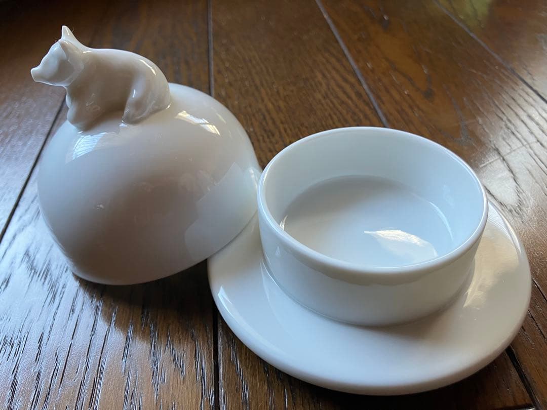 SALE！ フランスアンティーク リモージュ　豚ピッグ　蓋付皿　バターケース