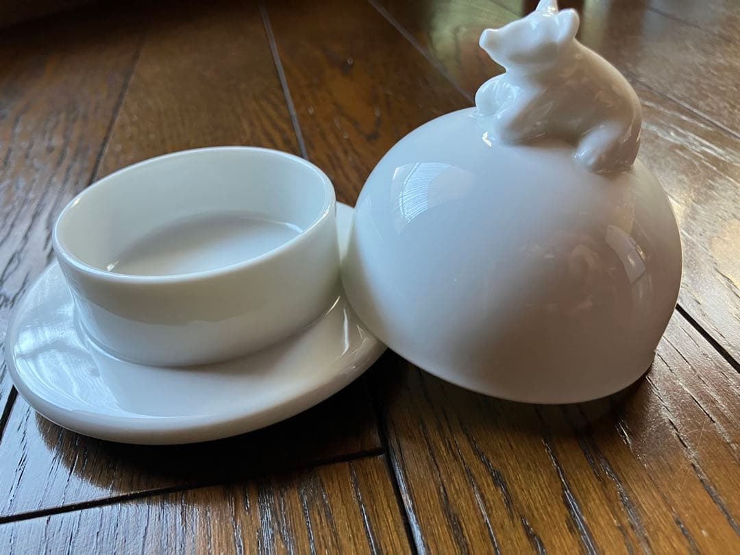 SALE！ フランスアンティーク リモージュ　豚ピッグ　蓋付皿　バターケース