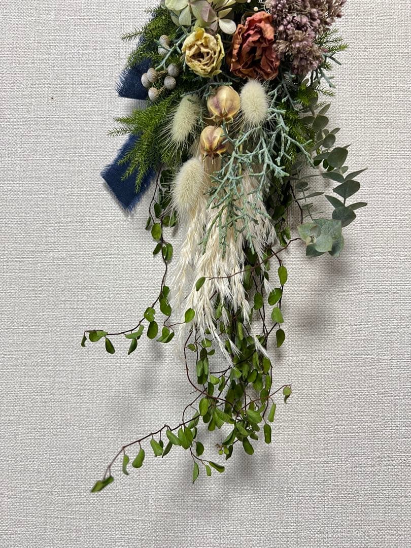 ナチュラルスワッグ　薔薇　ワイヤープランツ　ドライフラワー　スワッグ