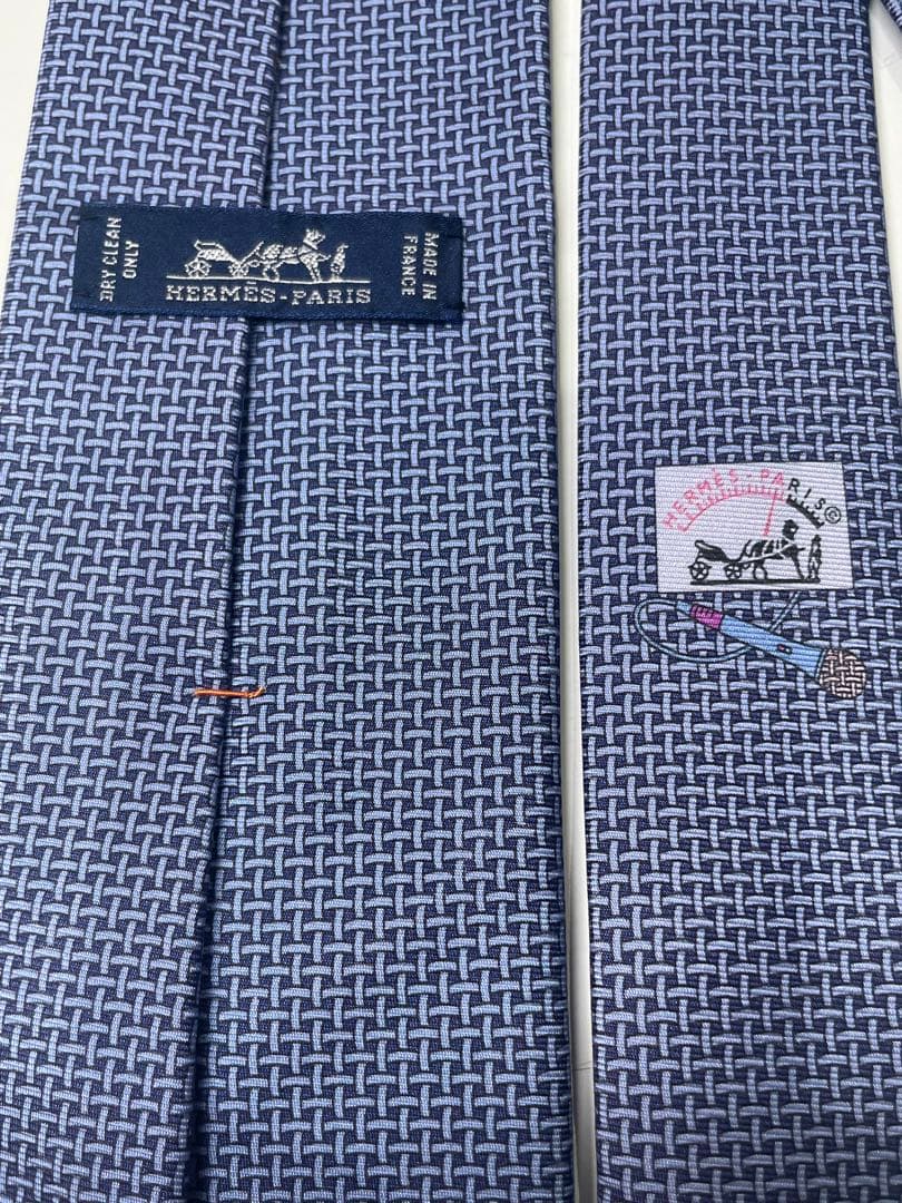 【極美品】HERMES ネイビー 幾何学模様 ネクタイ