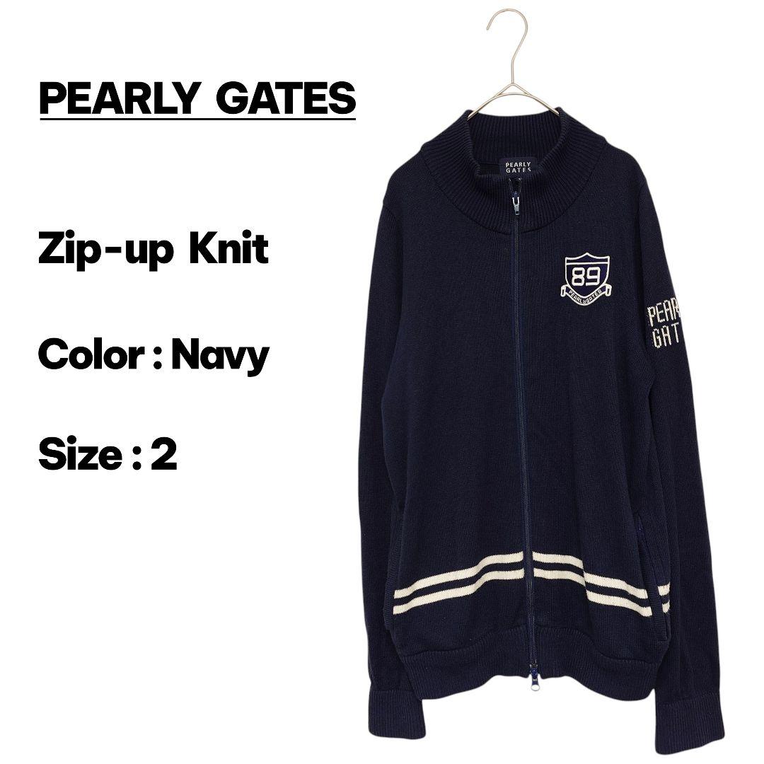 【PEARLY GATES パーリーゲイツ】ジップアップニット 濃紺 サイズ2