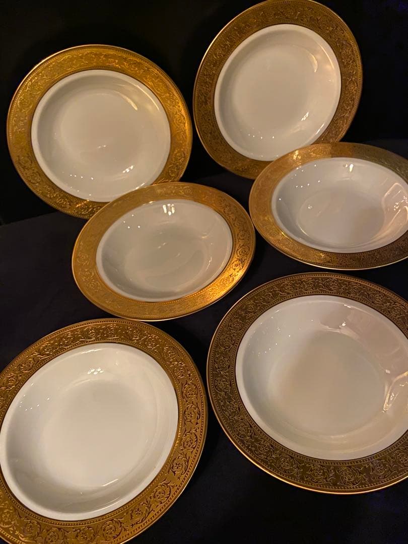 アビランド　ティスル　スーププレート　6枚セット　金彩　リモージュ