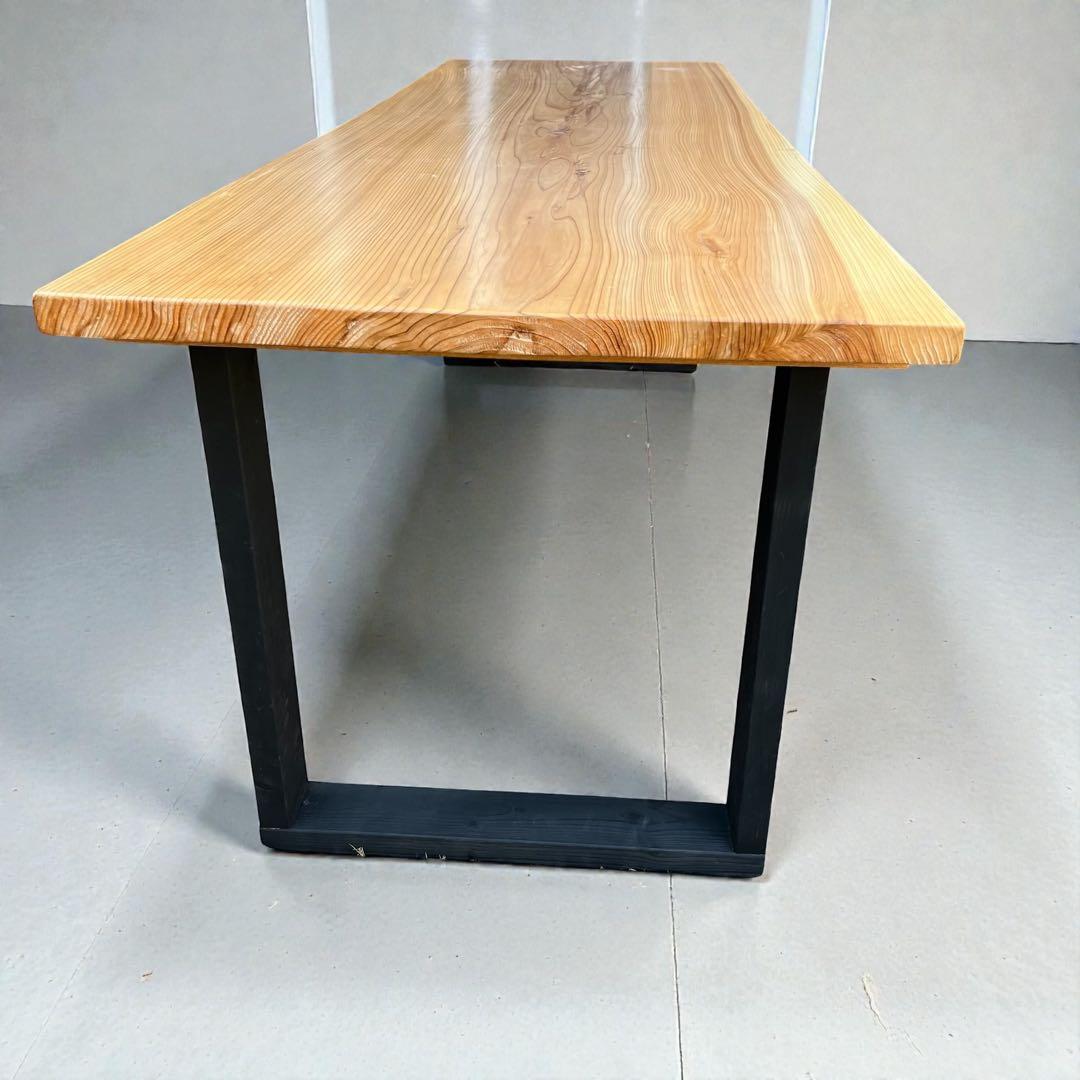 天然木 無垢風 一枚板　テーブル アイアン脚風 ダイニングテーブル