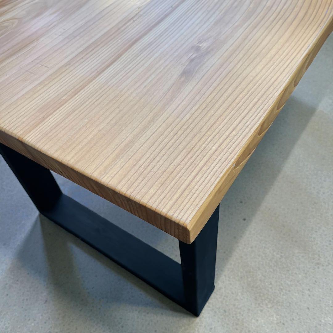 天然木 無垢風 一枚板　テーブル アイアン脚風 ダイニングテーブル