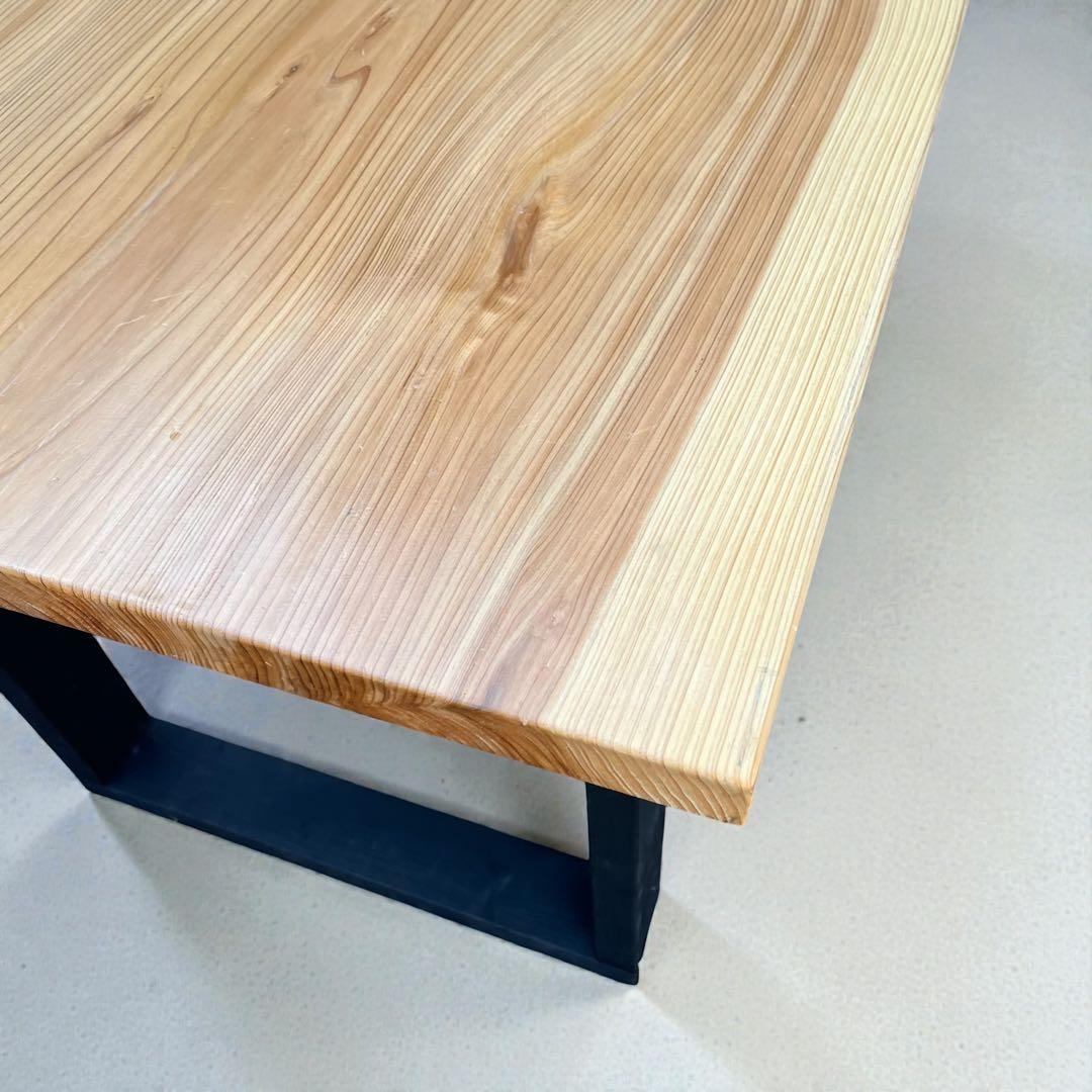 天然木 無垢風 一枚板　テーブル アイアン脚風 ダイニングテーブル