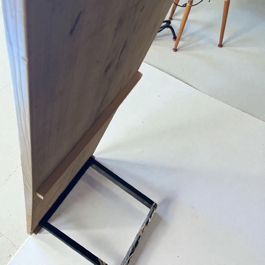 天然木 無垢風 一枚板　テーブル アイアン脚風 ダイニングテーブル