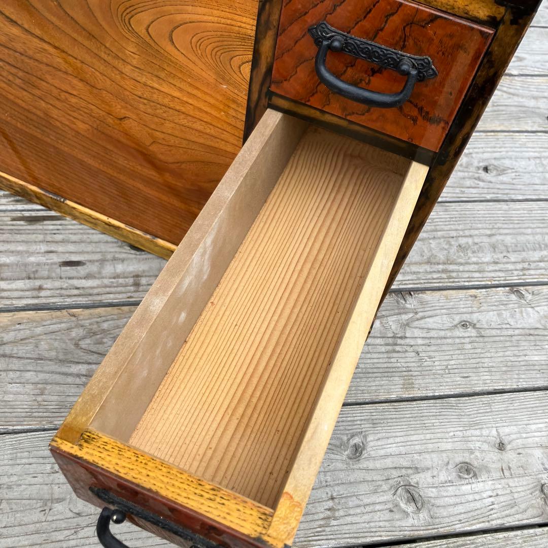 昭和レトロ 木製 3杯 引き出し収納付き 長火鉢 囲炉裏 古民家 古民具 レトロ