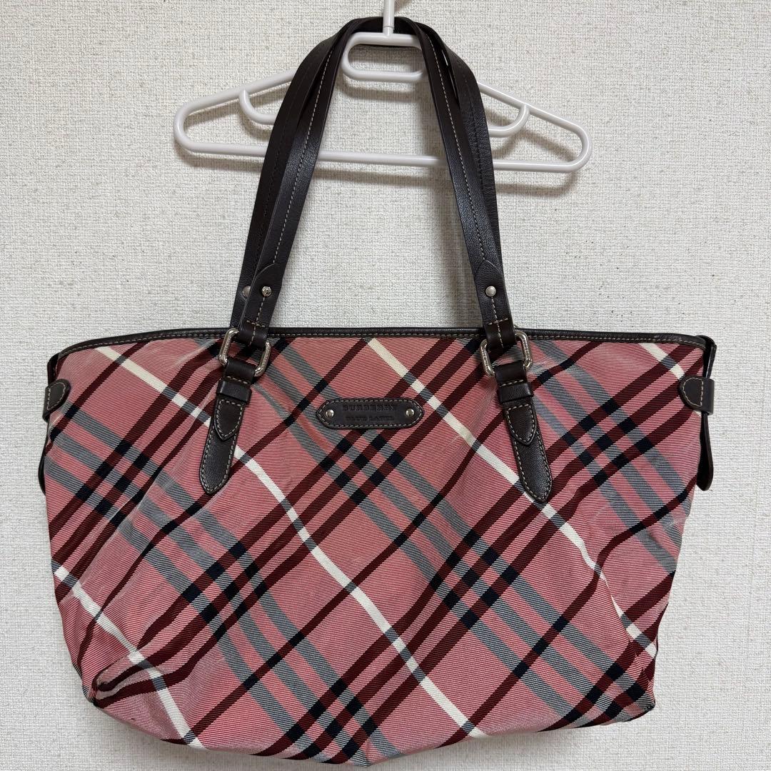 【希少カラー】BURBERRY BLUE LABEL トートバッグ チェック柄