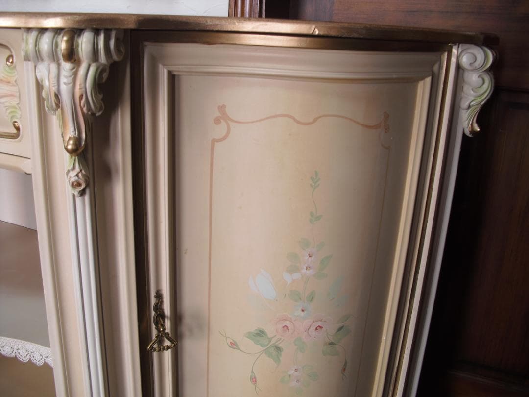 イタリア製 ロココ様式 サイドボード/キャビネット☆白家具 コンソール/飾り棚