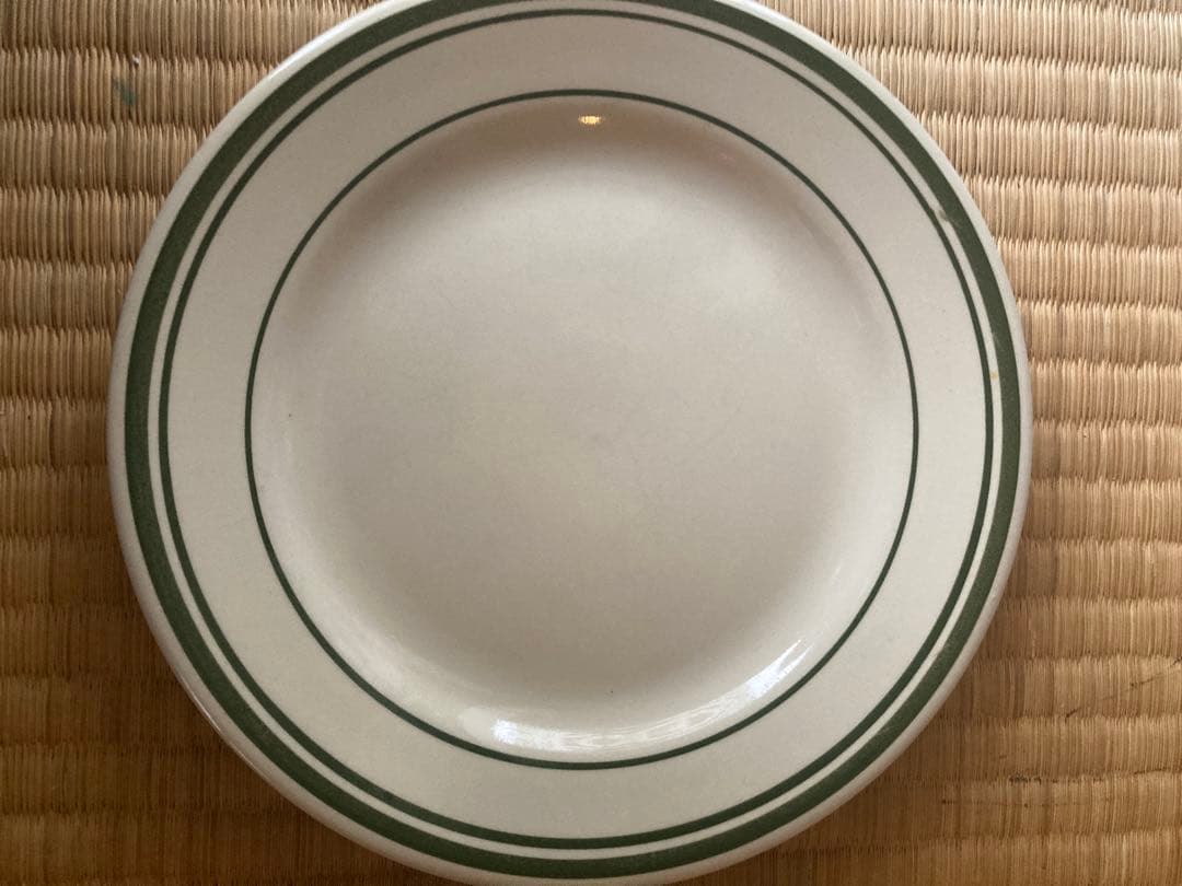 WORLD アメリカ製 グリーンラインホワイトプレート10枚