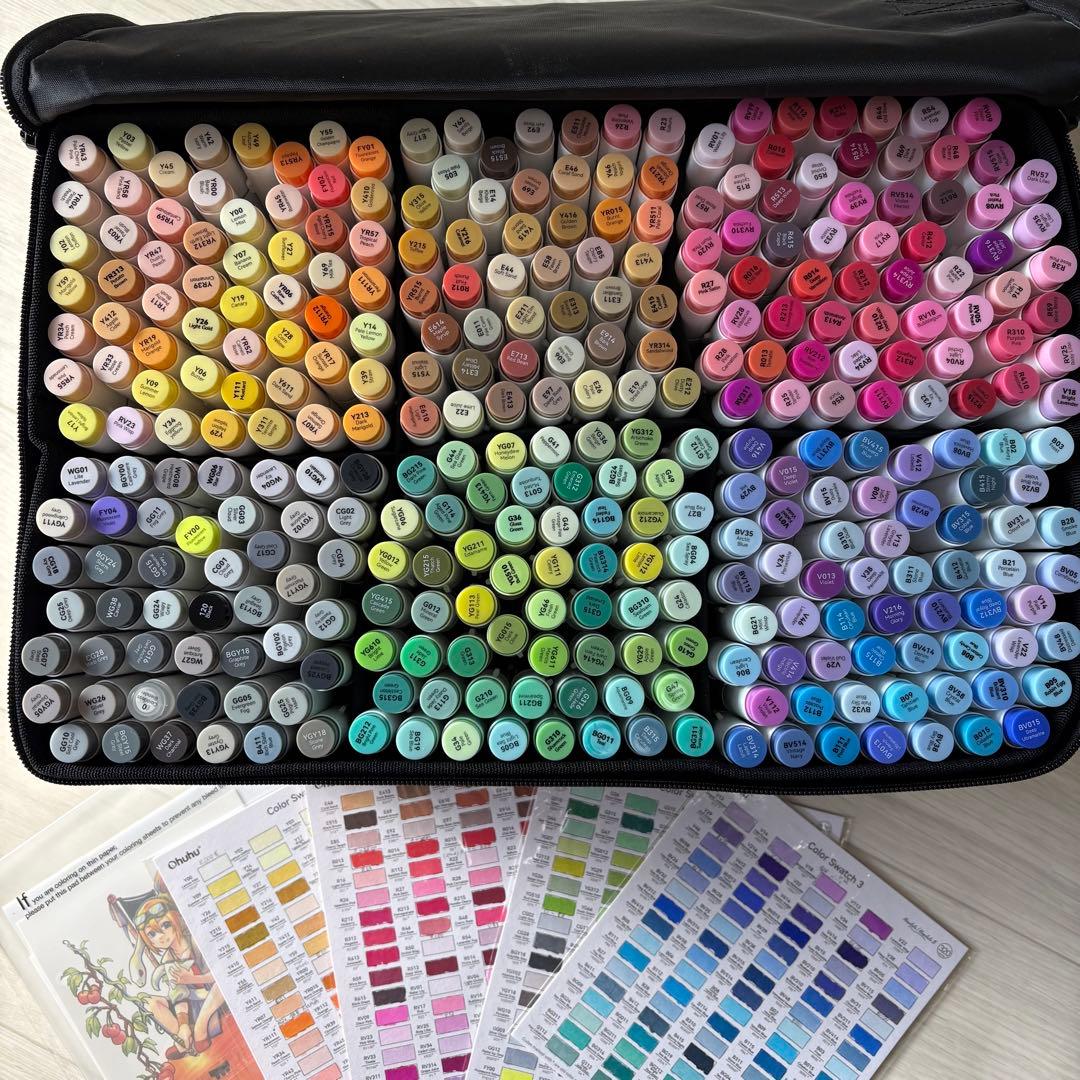 ほぼ未使用 Ohuhu アルコールマーカー 320色セット ケース付き コピック