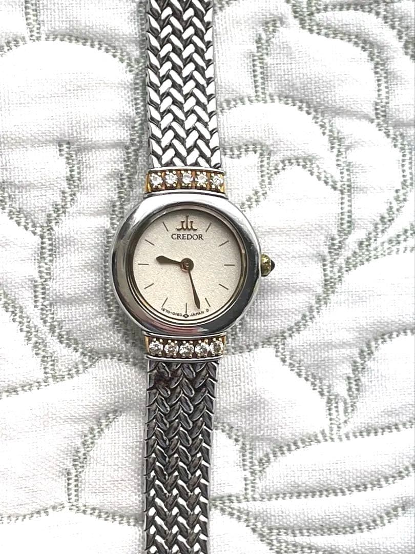 美品】SEIKO セイコー クレドール クォーツ SS/18KT ダイヤモンド