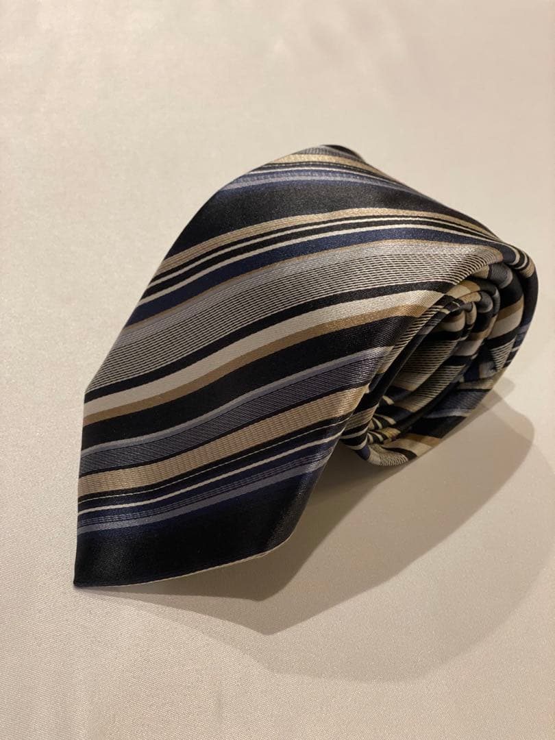 【美品】Paul Smith ポールスミス ネイビー×ゴールドストライプネクタイ