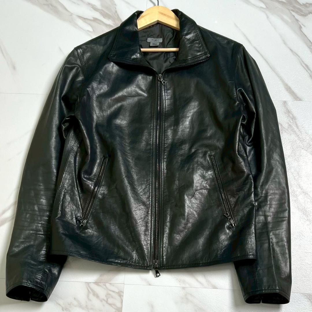 希少　m0851　アニリン　シングル　ライダース　軽量　薄手レザー　ブラック　黒