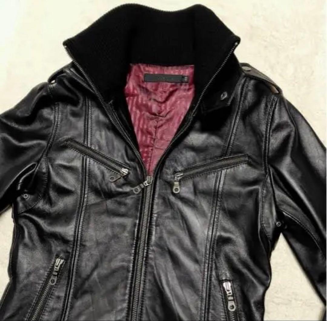 FUGA　羊革ラムレザー　ライダースジャケット黒　y2k