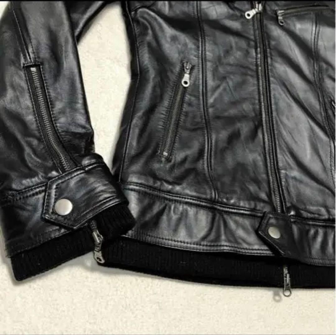 FUGA　羊革ラムレザー　ライダースジャケット黒　y2k