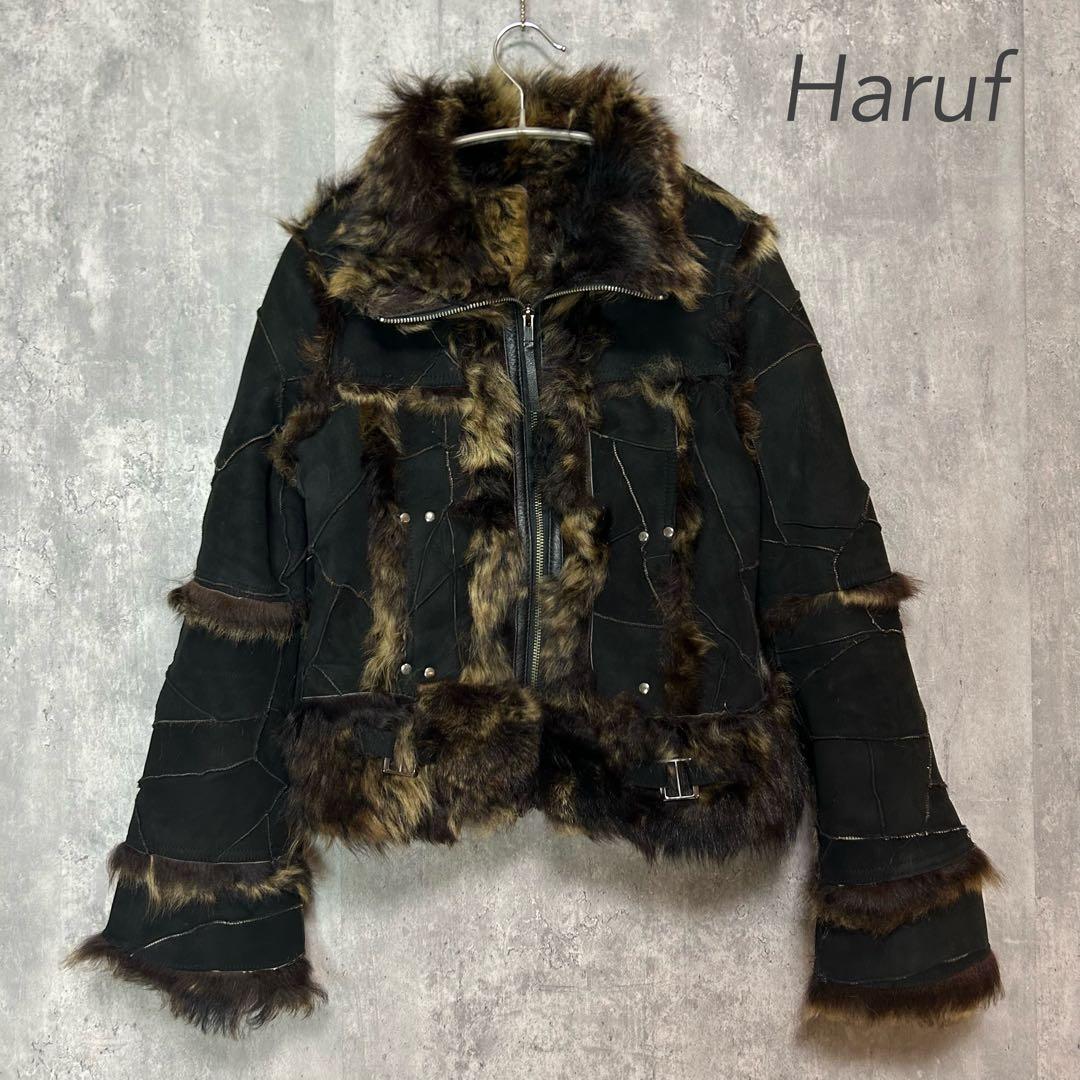 Haruf ハルフ　リアルムートン　ラム革ライダースジャケット