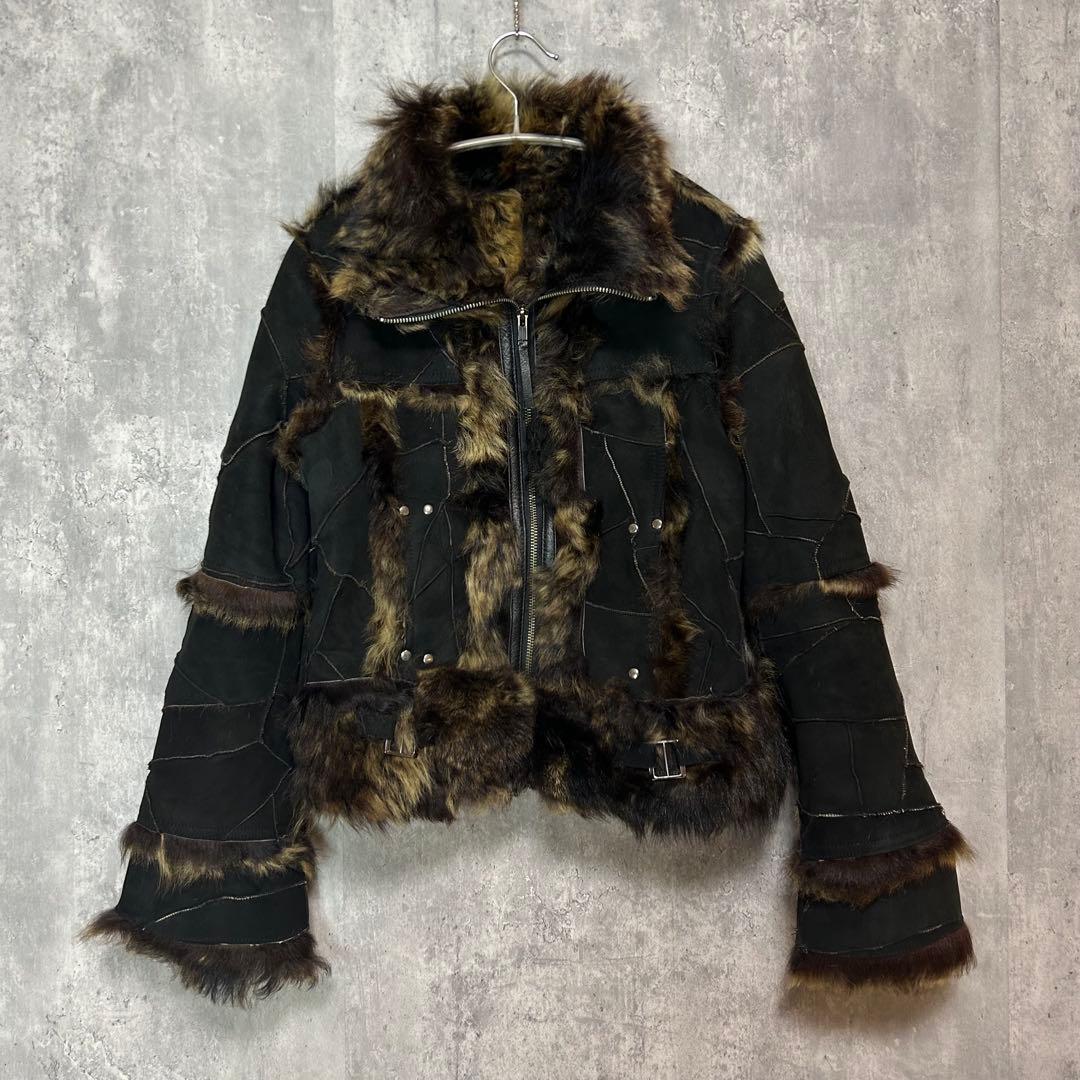 Haruf ハルフ　リアルムートン　ラム革ライダースジャケット