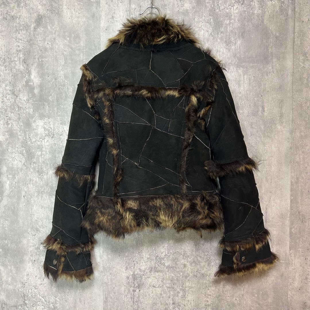 Haruf ハルフ　リアルムートン　ラム革ライダースジャケット