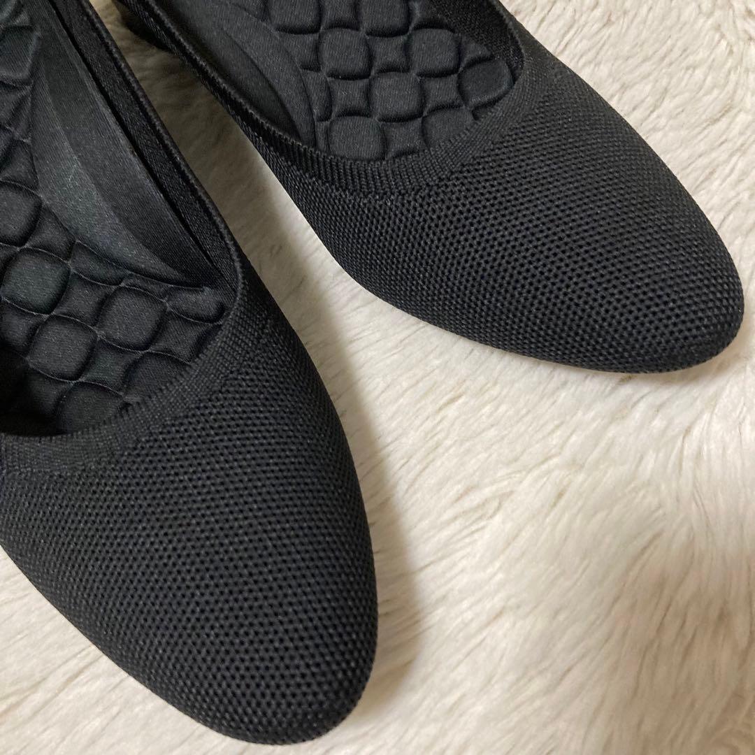 美品VIVAIA パンプス ウェッジソール ブラック メッシュ ニット ヒール